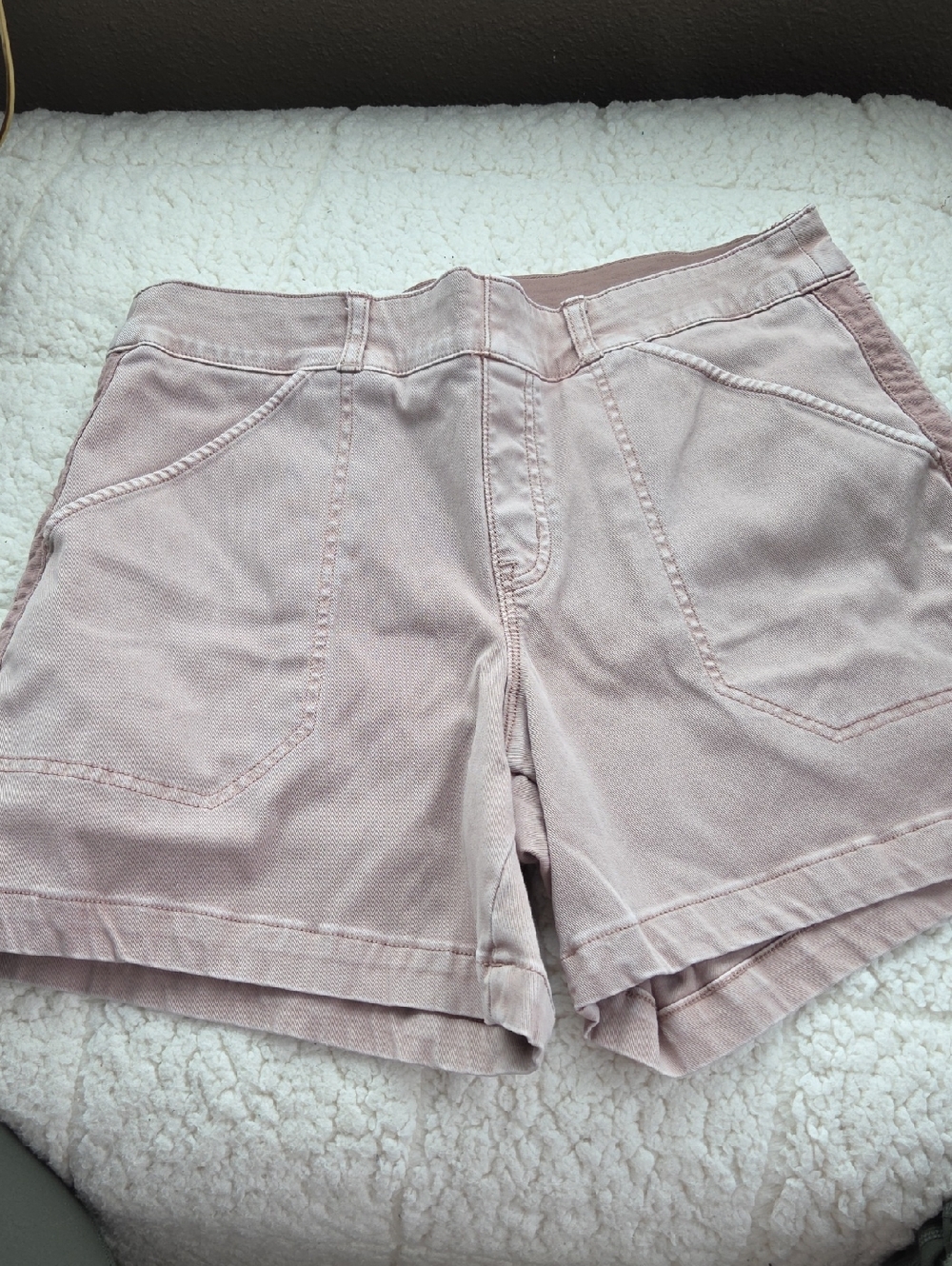 SPANX Light Pink Denim-Style Casual Shorts